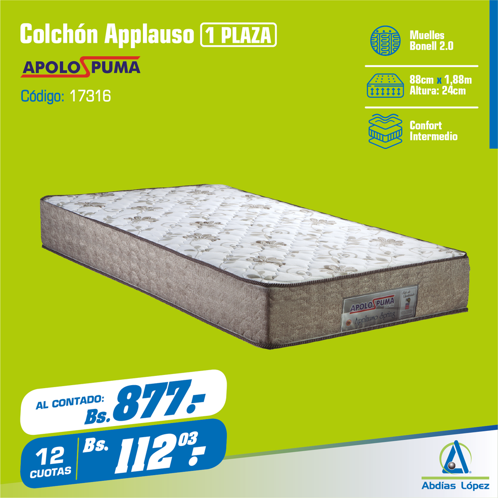 COLCHON APPLAUSO MBZ HS EPS 24CMX1.88MX88CM PALHA MR P-11008325