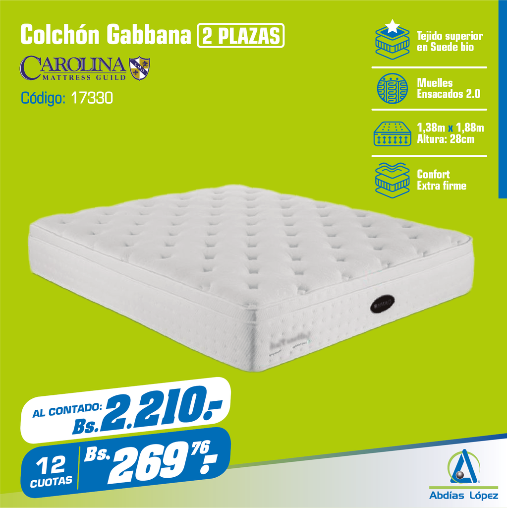 COLCHON GABBANA PLUSH 28CMX1.88MX1.38M P-11008596