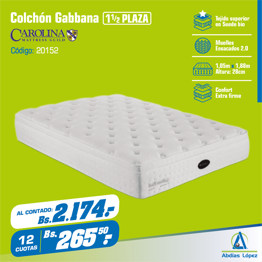 COLCHON GABBANA PLUSH 28CMX1.88MMX1.05MM ESPECIAL P-11001262