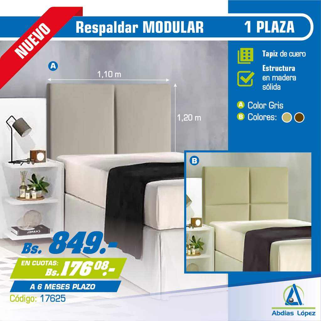 RESPALDAR / CABECERA PARA CAMA DE 1 PLAZA P-CABECERA1PLAZA P-CABECERA1PLAZA